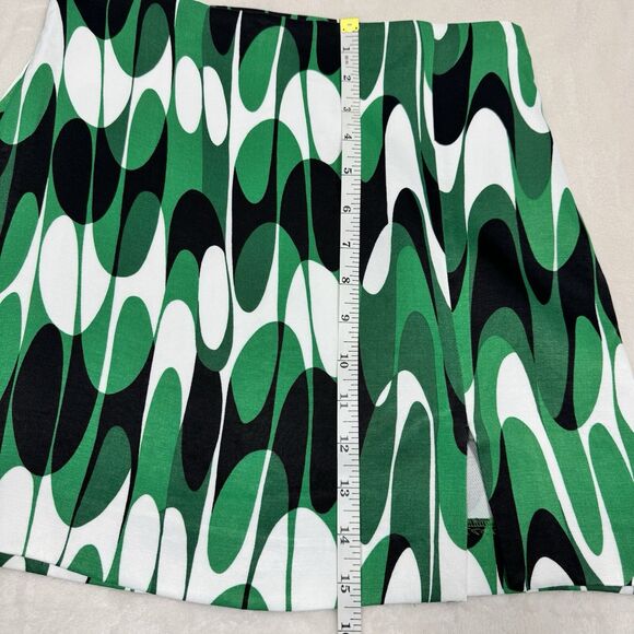 ZARA Abstract Print Mini Skirt Size Small Side Zip Mod Retro White Black Green - Picture 4 of 8